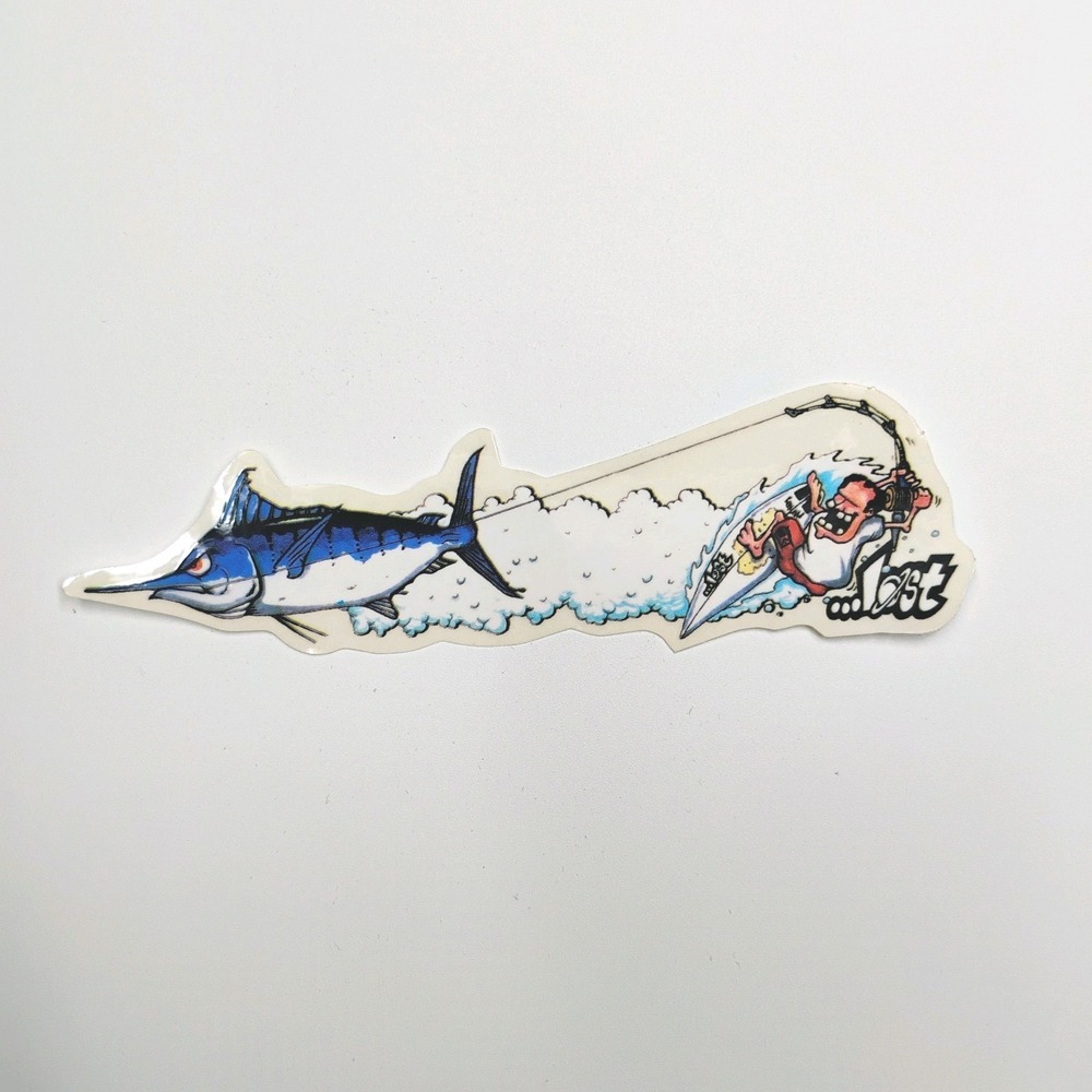 Lost Surfboards Fishing Sticker VTG 1990's Surfing Skate Streetwear Surfing